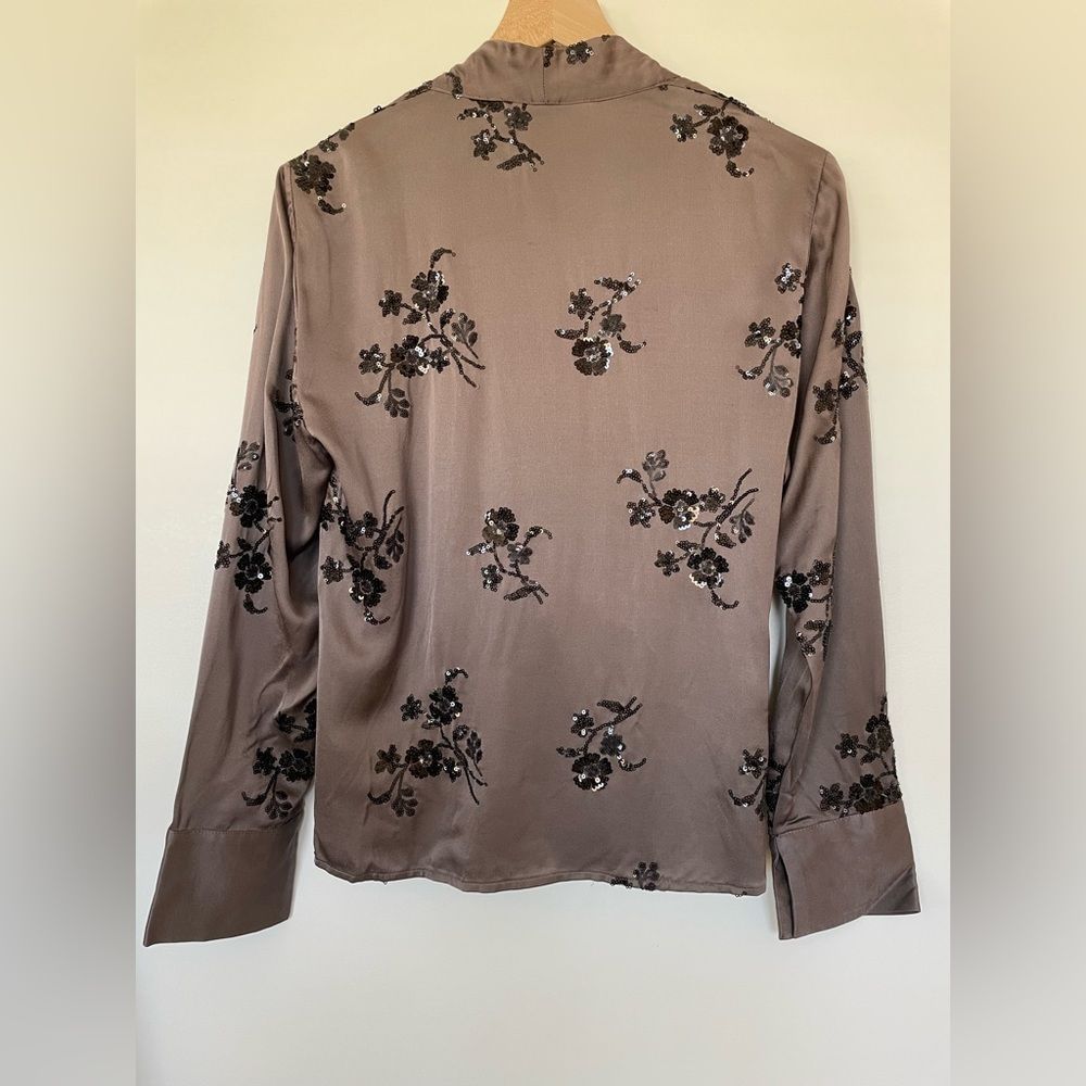 ⛔️ PENDING SALE⛔️ZARA SEQUIN EMBROIDERED WRAPBLOUSE MINK 2731/281/191/021 - Picture 3 of 12